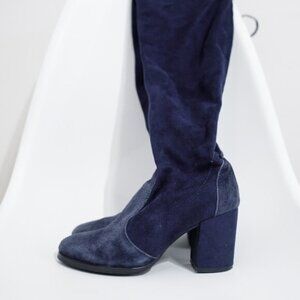 Stuart Weitzman Tieland Over the Knee Boot Blue Suede Size 6 / 36